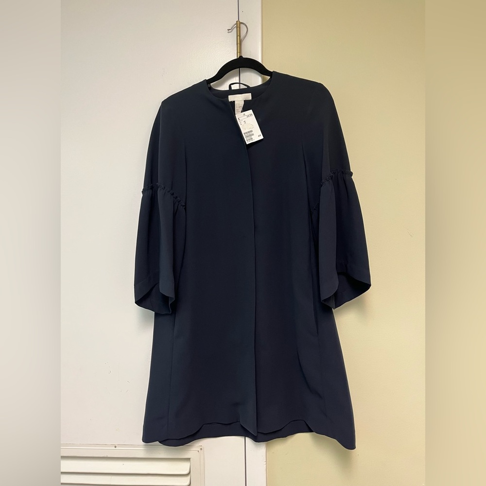 H&M Bell sleeve navy dress